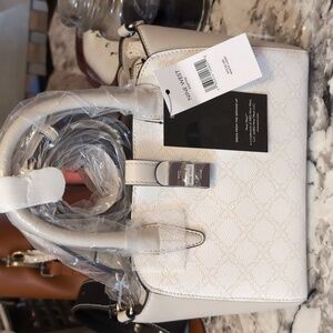 Nine West White and Black Satchel